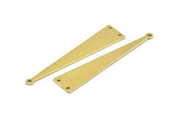 Brass Triangle Charm, 12 Raw Brass Triangle Charms With 3 Holes, Blanks (50x11x0.80mm) A1467