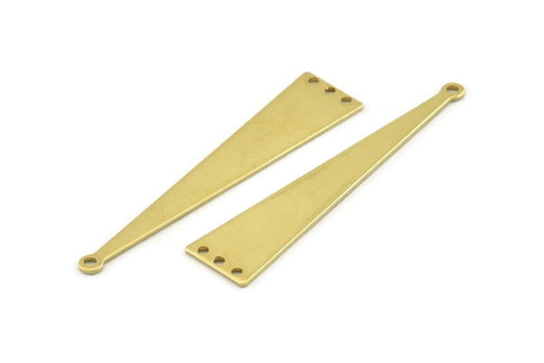 Brass Triangle Charm, 12 Raw Brass Triangle Charms With 4 Holes, Blanks (50x11x0.80mm) A1468