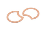 Copper Moon Charm, 10 Raw Copper Moon Charms With 1 Hole (35x28x0.80mm) M028