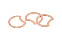 Copper Moon Charm, 10 Raw Copper Moon Charms With 1 Hole (35x28x0.80mm) M028