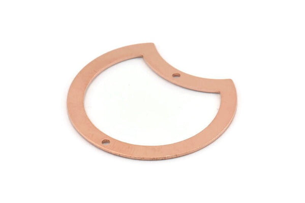Copper Moon Charm, 10 Raw Copper Moon Charms With 2 Holes, Connectors (35x28x0.80mm) M029