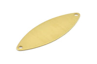 Brass Marquise Charm, 6 Raw Brass Marquise Charms With 2 Holes, Blanks, Findings (62x22x0.60mm) D1638
