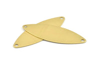Brass Marquise Charm, 6 Raw Brass Marquise Charms With 2 Holes, Blanks, Findings (62x22x0.60mm) D1638