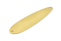 Brass Drop Charm, 2 Raw Brass Drop Charms With 2 Holes, Blanks, Findings (88x24x0.60mm) D1640