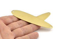 Brass Drop Charm, 2 Raw Brass Drop Charms With 2 Holes, Blanks, Findings (88x24x0.60mm) D1640