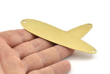 Brass Drop Charm, 2 Raw Brass Drop Charms With 2 Holes, Blanks, Findings (88x24x0.60mm) D1640