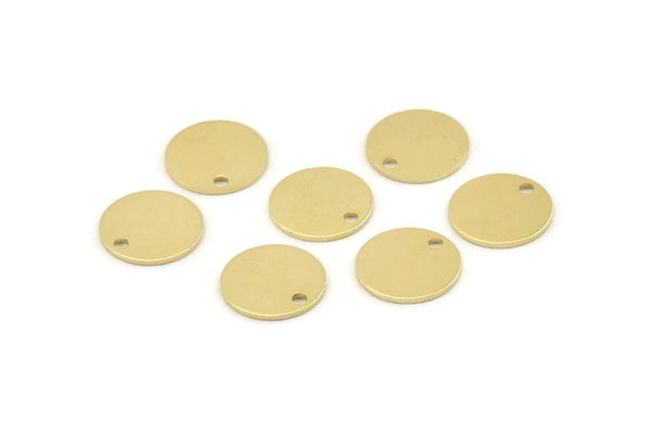 Brass Round Tag, 24 Raw Brass Cabochon Tags With 1 Hole, Brass Tags (11x0.80mm) M02556