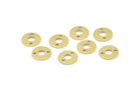 Brass Circle Charm, 50 Raw Brass Circle Connectors With 2 Holes, Findings (10x0.80mm) M039