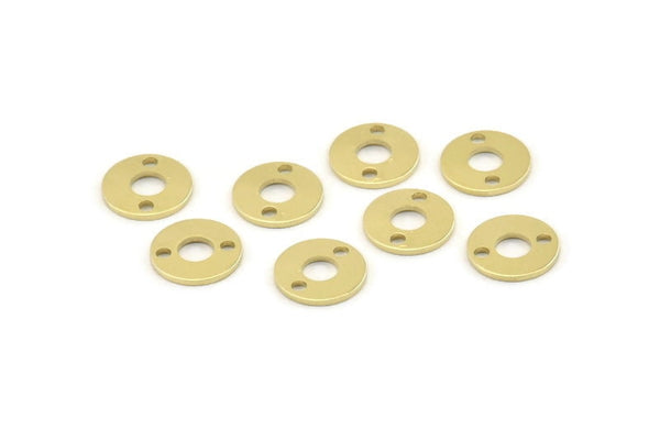 Brass Circle Charm, 50 Raw Brass Circle Connectors With 2 Holes, Findings (10x0.80mm) M039