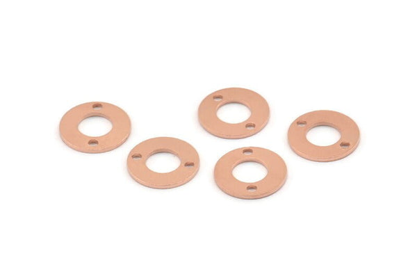 Copper Circle Charm, 50 Raw Copper Circle Connectors With 2 Holes, Findings (12x0.80mm) M014