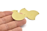 Brass Moon Charm, 6 Raw Brass Moon Stamping Blanks With 2 Holes, Connectors (28x21x0.80mm) M053