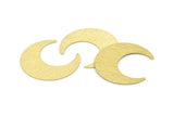 Brass Moon Charm, 4 Textured Raw Brass Crescent Moon Blanks (42x16x0.80mm) M056