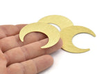 Brass Moon Charm, 4 Textured Raw Brass Crescent Moon Blanks (42x16x0.80mm) M056