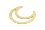 Brass Moon Charm, 6 Textured Raw Brass Crescent Moon Blanks (42x16x0.80mm) M073