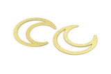 Brass Moon Charm, 6 Textured Raw Brass Crescent Moon Blanks (42x16x0.80mm) M073