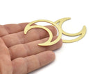 Brass Moon Charm, 6 Textured Raw Brass Crescent Moon Blanks (42x16x0.80mm) M073