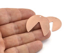 Bakır Daire Charm, 1 Delikli 6 Ham Bakır Pizza Dilimi Charm, Boşluklar (30x26x0,80 mm) M289