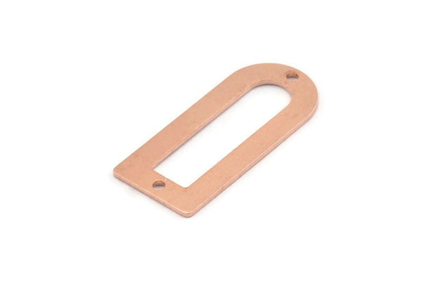 D Shape Charm - 12 Raw Copper D Shape Connectors With 2 Holes, Pendants (30x13x0.80mm) M072