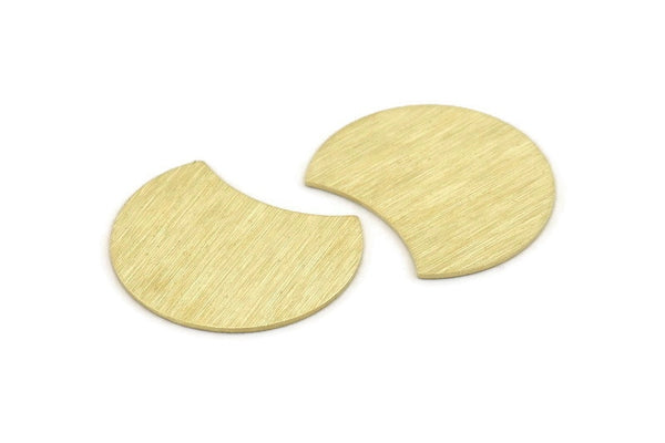 Brass Moon Blank, 6 Textured Raw Brass Moon Stamping Blanks (28x21x0.80mm) M062
