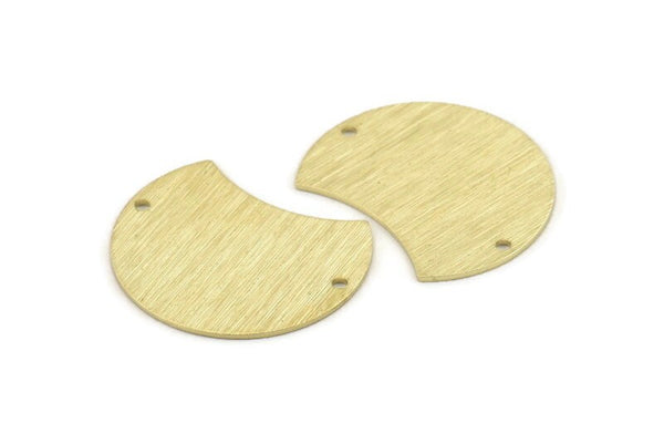 Brass Moon Charm, 6 Textured Raw Brass Moon Charms With 2 Holes, Stamping Blanks (28x21x0.80mm) M065