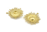 Sun Charm, 2 - Raw Brass, Brass Pendant, Sun Pendant, Brass Charms With 1 Loop, Findings (38x36mm) N1290