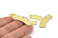 Brass Rectangle Blank, 10 Textured Raw Brass Rectangle Connectors With 7 Holes, Stamping Blanks (37x10x0.80mm) M096