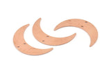 Copper Moon Charm, 10 Raw Copper Crescent Moon Charms With 2 Holes, Stamping Blanks (35x9x0.80mm) M306