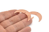 Copper Moon Charm, 10 Raw Copper Crescent Moon Charms With 2 Holes, Stamping Blanks (35x9x0.80mm) M306