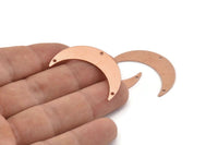 Copper Moon Charm, 10 Raw Copper Crescent Moon Charms With 3 Holes, Stamping Blanks (35x9x0.80mm) M305