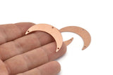Copper Moon Charm, 10 Raw Copper Crescent Moon Charms With 3 Holes, Stamping Blanks (35x9x0.80mm) M305