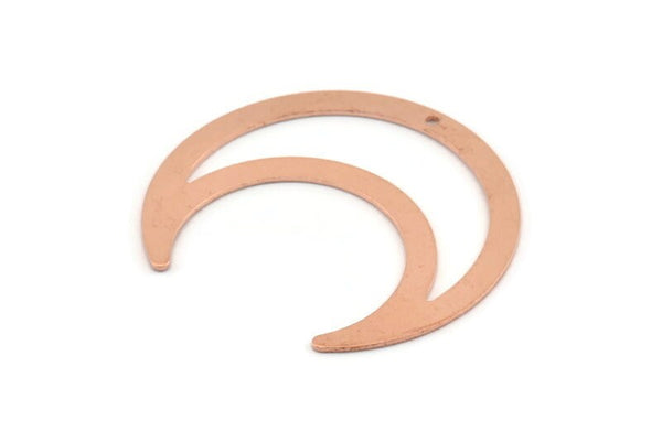 Bakır Ay Tılsımı, 1 Delikli 6 Ham Bakır Hilal Ay Tılsımı (42x16x0,80 mm) M301