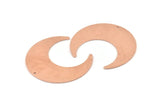 Copper Moon Charm, 4 Raw Copper Crescent Moon Charms With 1 Hole, Connectors (42x16x0.80mm) M309