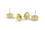 Brass Claw Earring, 4 Raw Brass 3 Claw Stud Earrings - Stone Setting - Pad Size 8mm N1296