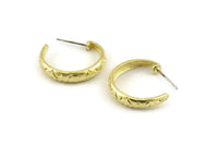 Earring Studs, 4 Raw Brass -  Circle Stud Earrings - Brass Earrings - Circle Earrings (24x5mm) N1306