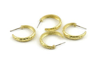 Earring Studs, 4 Raw Brass -  Circle Stud Earrings - Brass Earrings - Circle Earrings (24x5mm) N1306