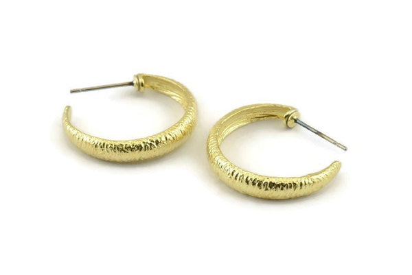Earring Studs, 4 Raw Brass -  Circle Stud Earrings - Brass Earrings - Circle Earrings (24x5mm) N1307