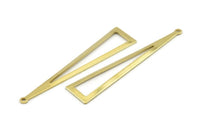 Brass Triangle Charm, 12 Raw Brass Triangle Charms With 1 Hole, Findings (60x13x0.80mm) A1482