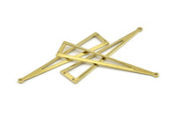 Brass Triangle Charm, 12 Raw Brass Triangle Charms With 3 Holes, Findings (60x13x0.80mm) A1483