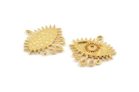 Gold Eye Charm, 2 Gold Plated Brass Eye Charms With 1 Loop, Pendants - Pad Size 3mm (24x2mm) N1266 Q0342