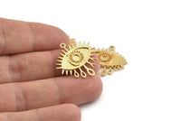 Gold Eye Charm, 2 Gold Plated Brass Eye Charms With 1 Loop, Pendants - Pad Size 3mm (24x2mm) N1266 Q0342