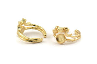 Gold Ring Setting, Gold Plated Brass Moon And Planet Ring With 1 Stone Settings - Pad Size 6mm N1275 Q0849