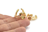 Gold Ring Setting, Gold Plated Brass Moon And Planet Ring With 1 Stone Settings - Pad Size 6mm N1275 Q0849