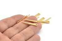 Gold Triangle Charm, 10 Textured Gold Plated Brass Tiny Triangle Charms With 1 Hole, Findings (26x4.5x0.80mm) M137