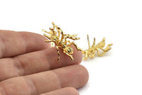 Gold Ant Earring, 2 Gold Plated Brass Ant Stud Earrings (25x18mm) N0918