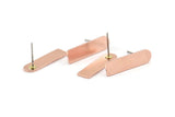D Shape Earring, 10 Raw Copper D Shape Stud Earrings (23x6x0.80mm) M090 A1491
