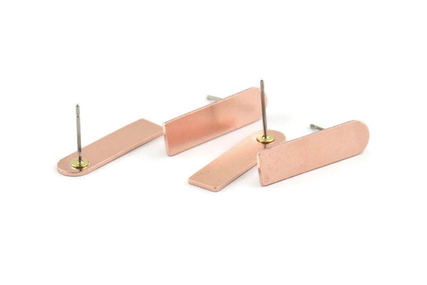 D Shape Earring, 10 Raw Copper D Shape Stud Earrings (23x6x0.80mm) M090 A1491
