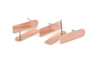 D Shape Earring, 10 Raw Copper D Shape Stud Earrings (23x6x0.80mm) M090 A1491