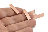 D Shape Earring, 10 Raw Copper D Shape Stud Earrings (23x6x0.80mm) M090 A1491