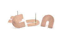 U Shape Earring, 8 Raw Copper U Shape Stud Earrings (15x0.80mm) M017 A1494
