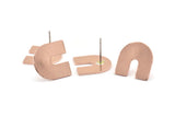 U Shape Earring, 8 Raw Copper U Shape Stud Earrings (15x0.80mm) M017 A1494